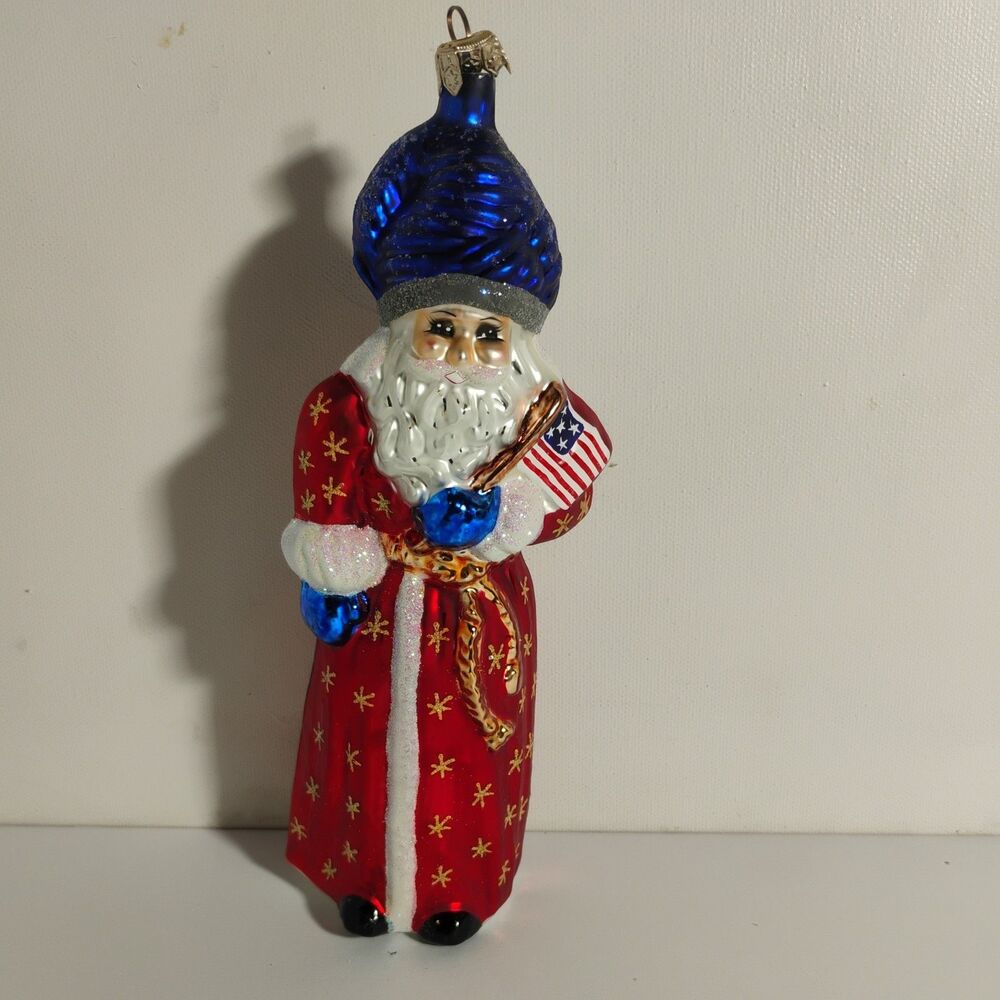 Christmas Radko 1998 Santa Ornament Star Spangled USA Flag America 98-209-0
